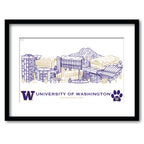 Washington Huskies Framed Campus Line Wall Art 11" x 14"