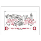 Stanford Cardinal Matted Campus Line Wall Art 11" x 14"