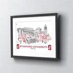 Stanford Cardinal Framed Campus Line Wall Art 11" x 14"