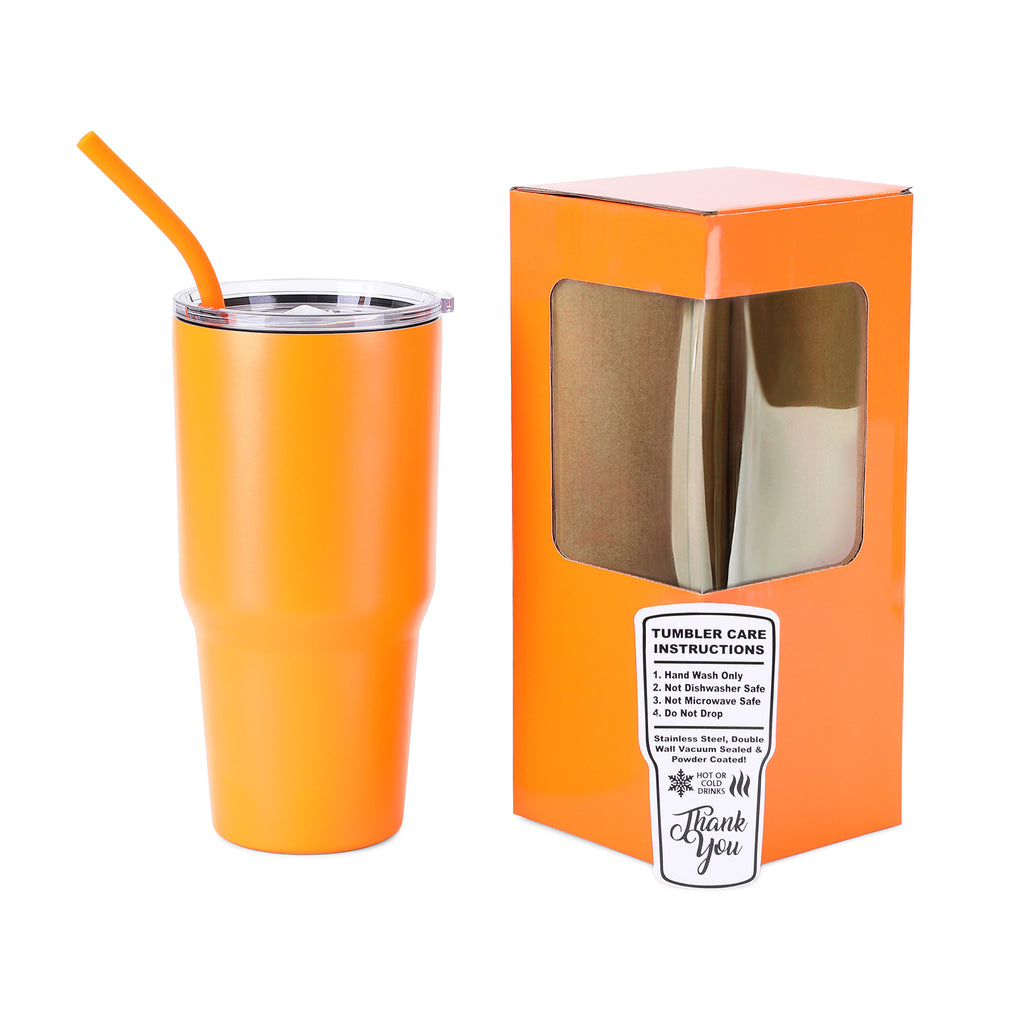 30oz without handle Orange Powder Coated Tumbler