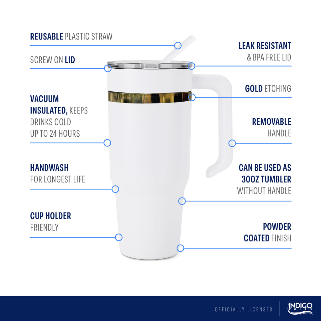 36oz Louisville Cardinals Gold Anodized White Tumbler