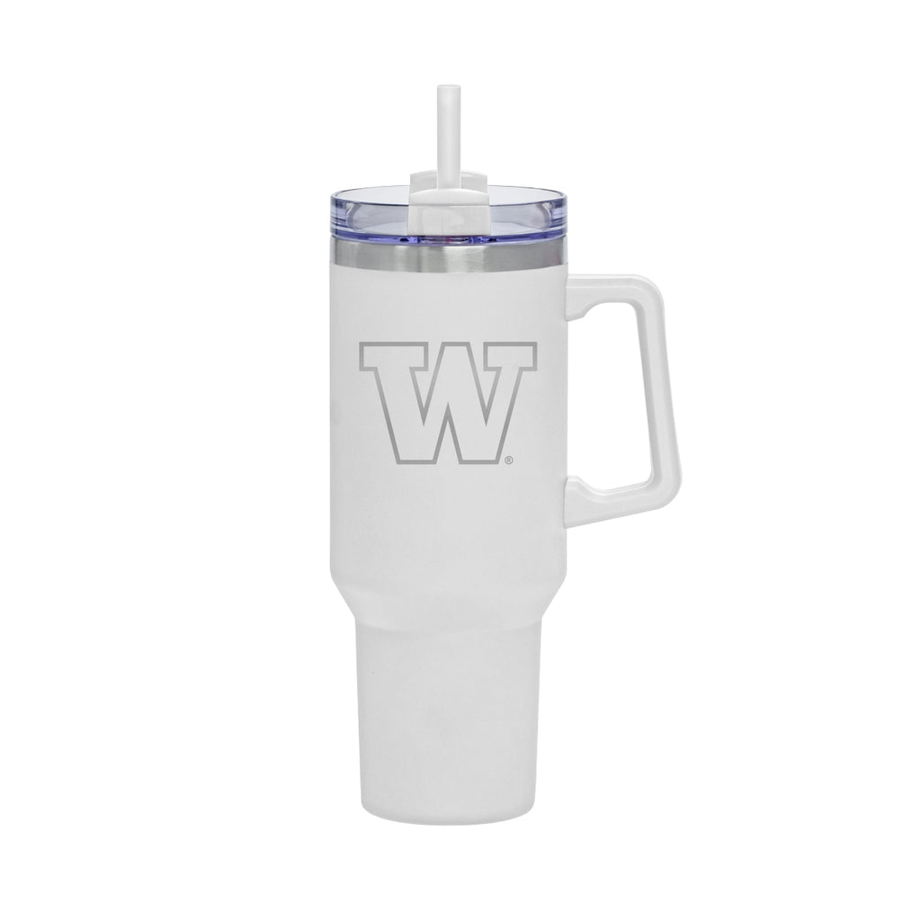 40oz Washington Huskies Laser Etch Rocky Tumbler with Handle