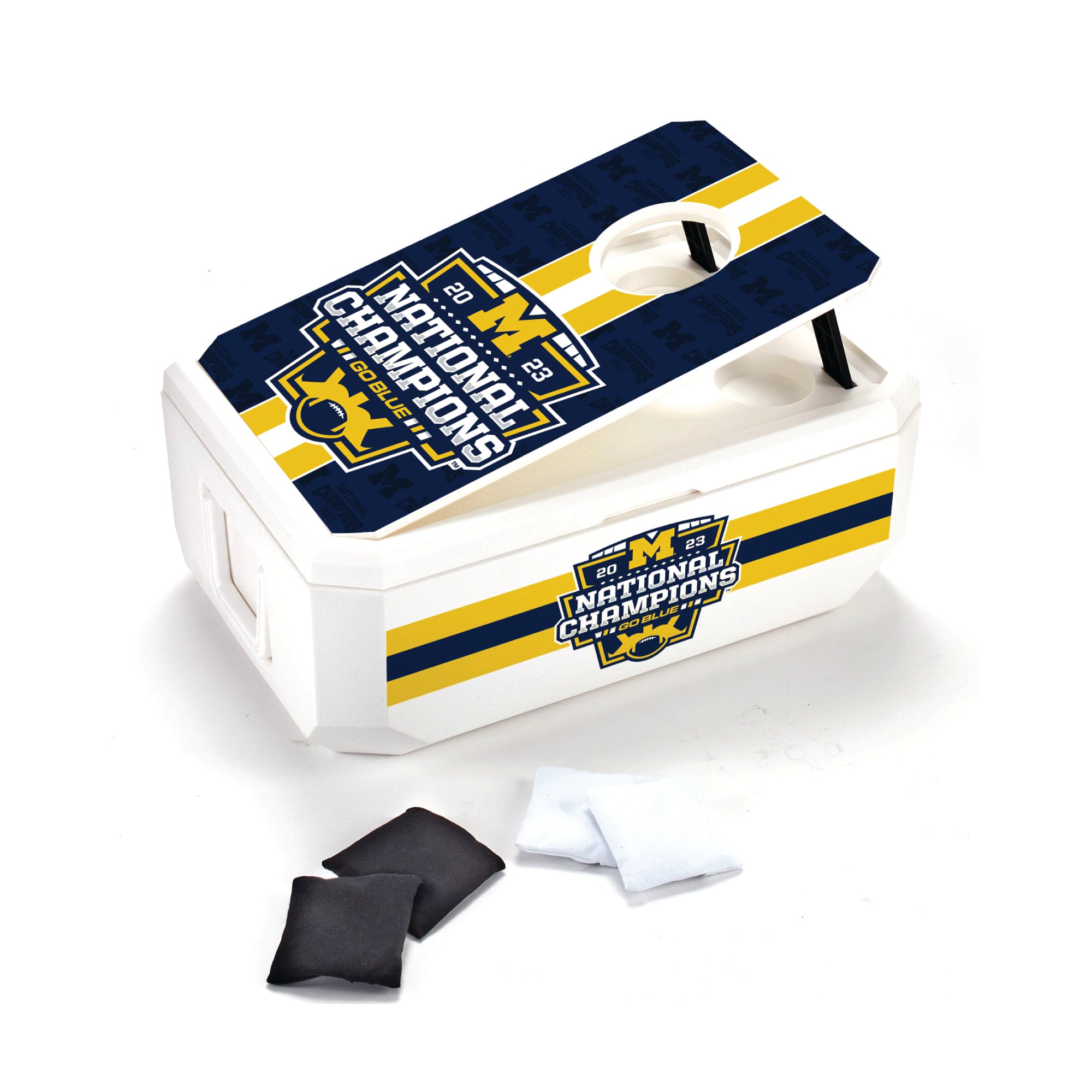 2023  FOOTBALL NATIONAL CHAMPIONS MICHIGAN 37 QT CORNHOLE COOLER