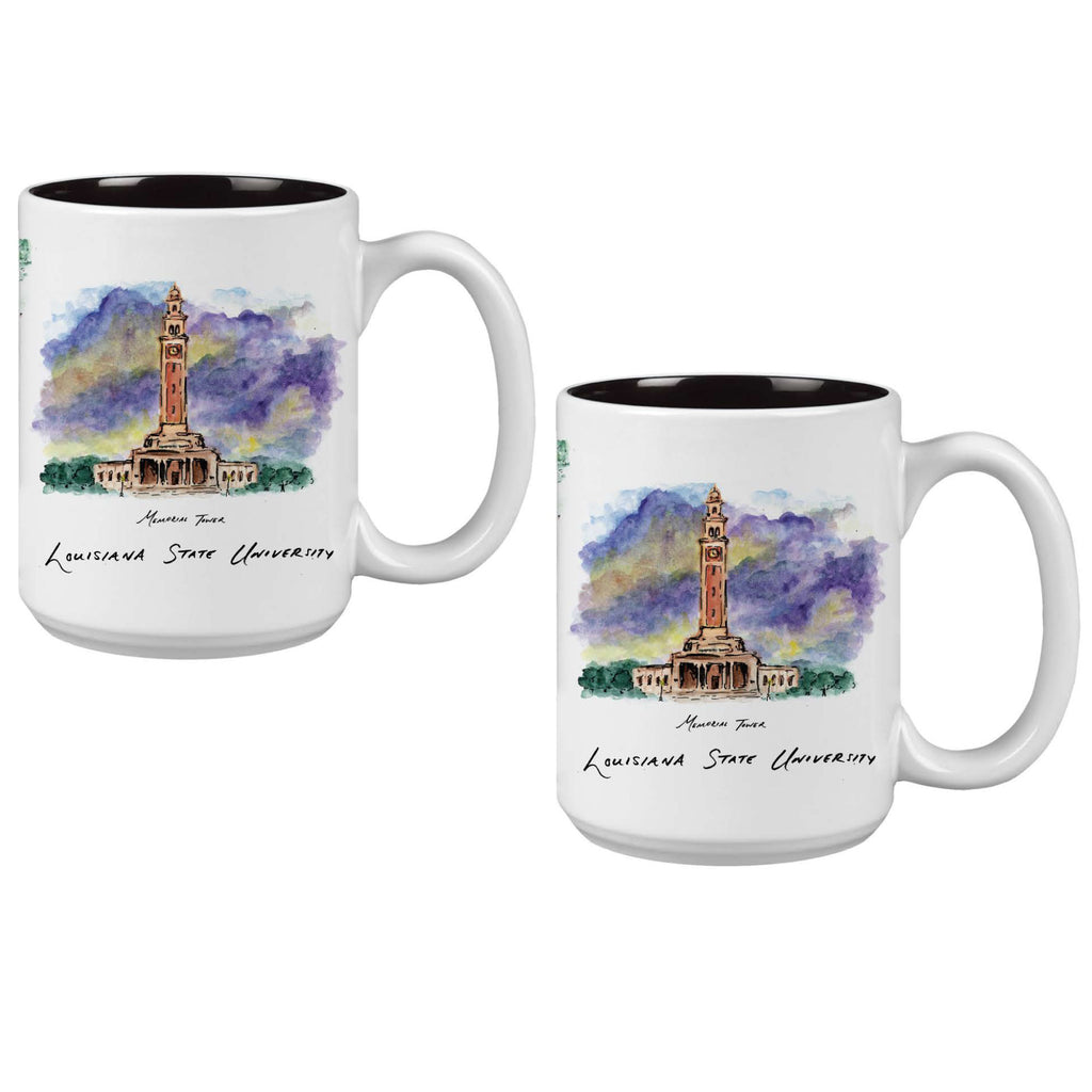15oz LSU Tigers Laura Wilcox University Collection 2-Pack Mug Set