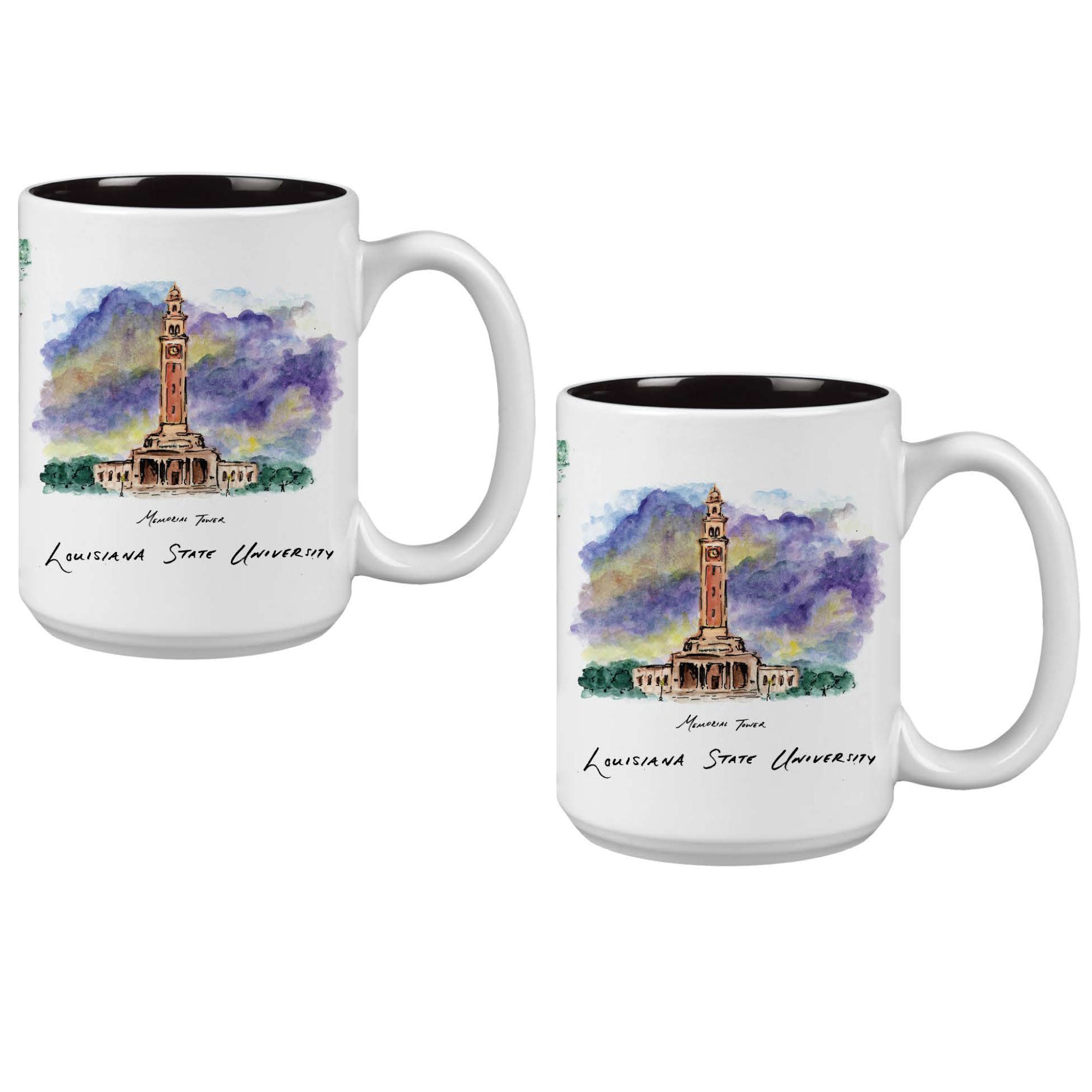 15oz LSU Tigers Laura Wilcox University Collection 2-Pack Mug Set