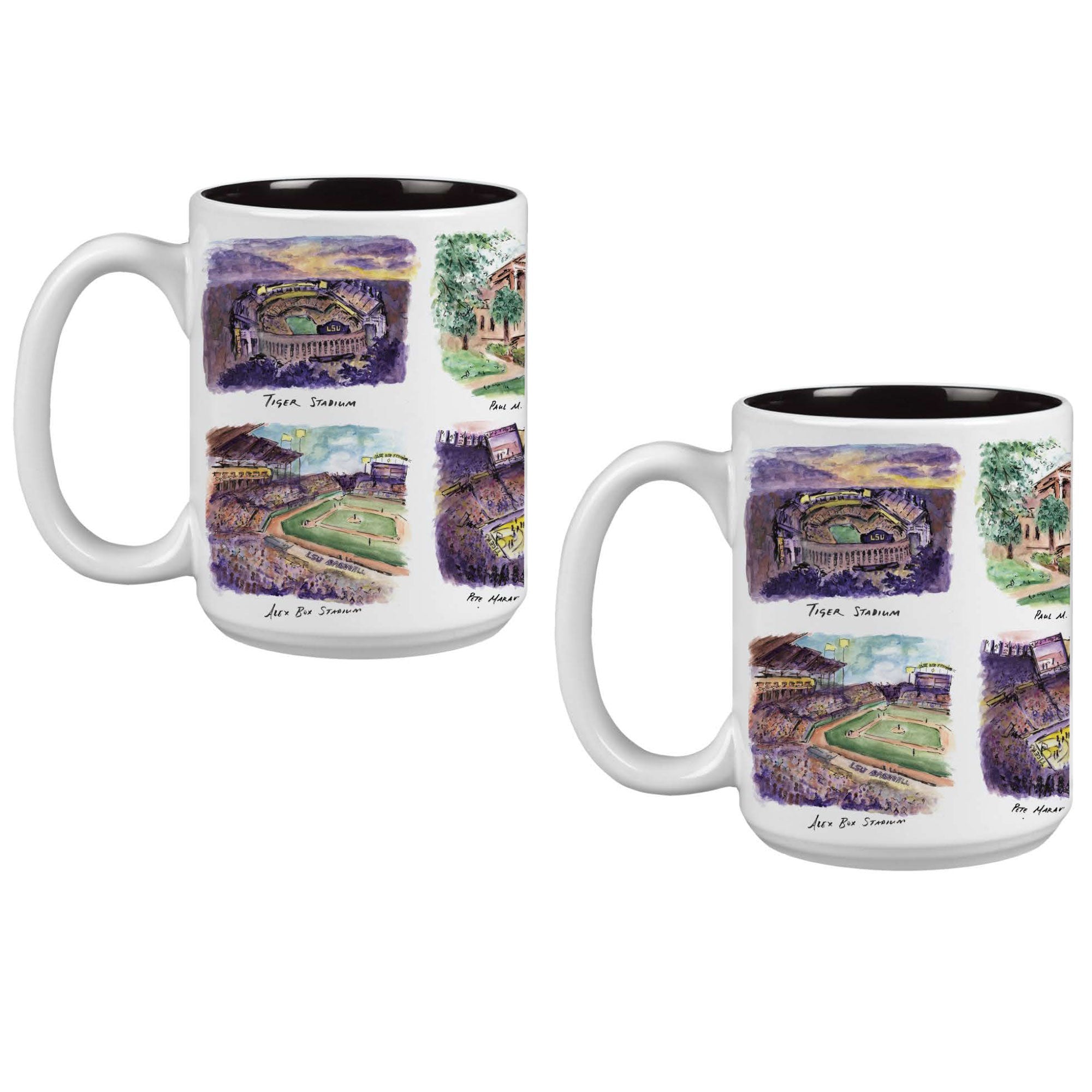 15oz LSU Tigers Laura Wilcox University Collection 2-Pack Mug Set