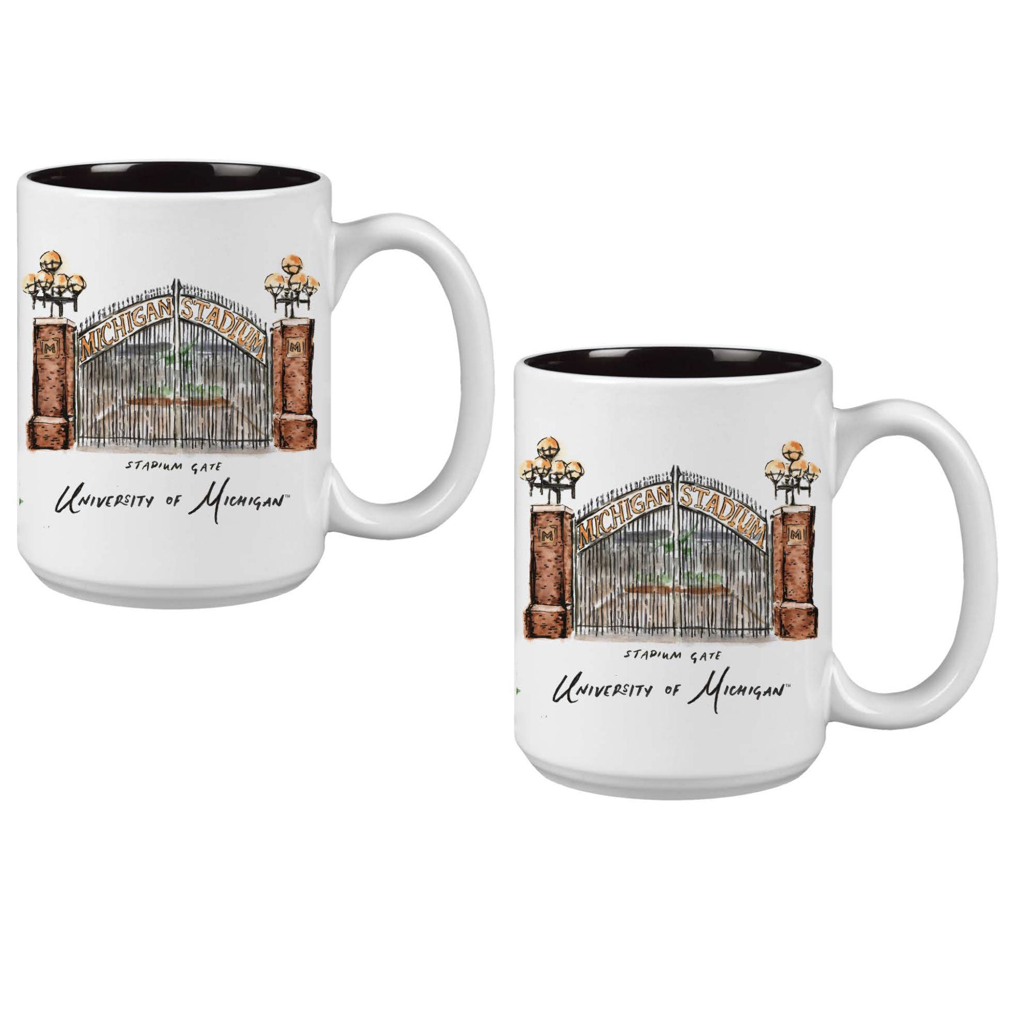 15oz Michigan Wolverines Laura Wilcox University Collection 2-Pack Mug Set