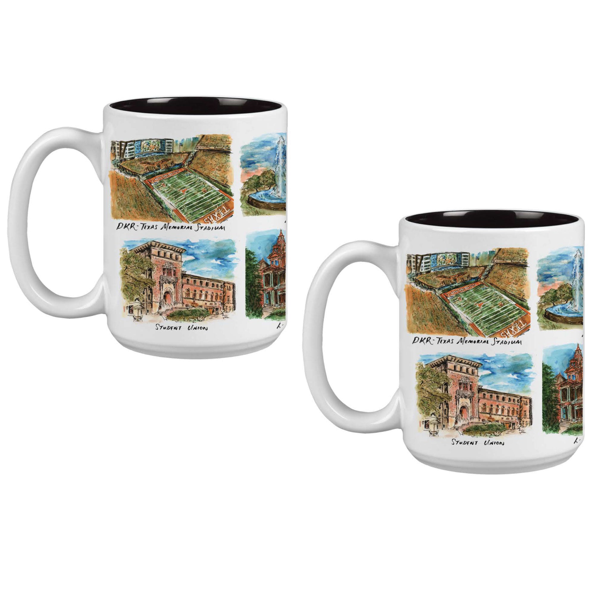 15oz Texas Longhorns Laura Wilcox University Collection 2-Pack Mug Set