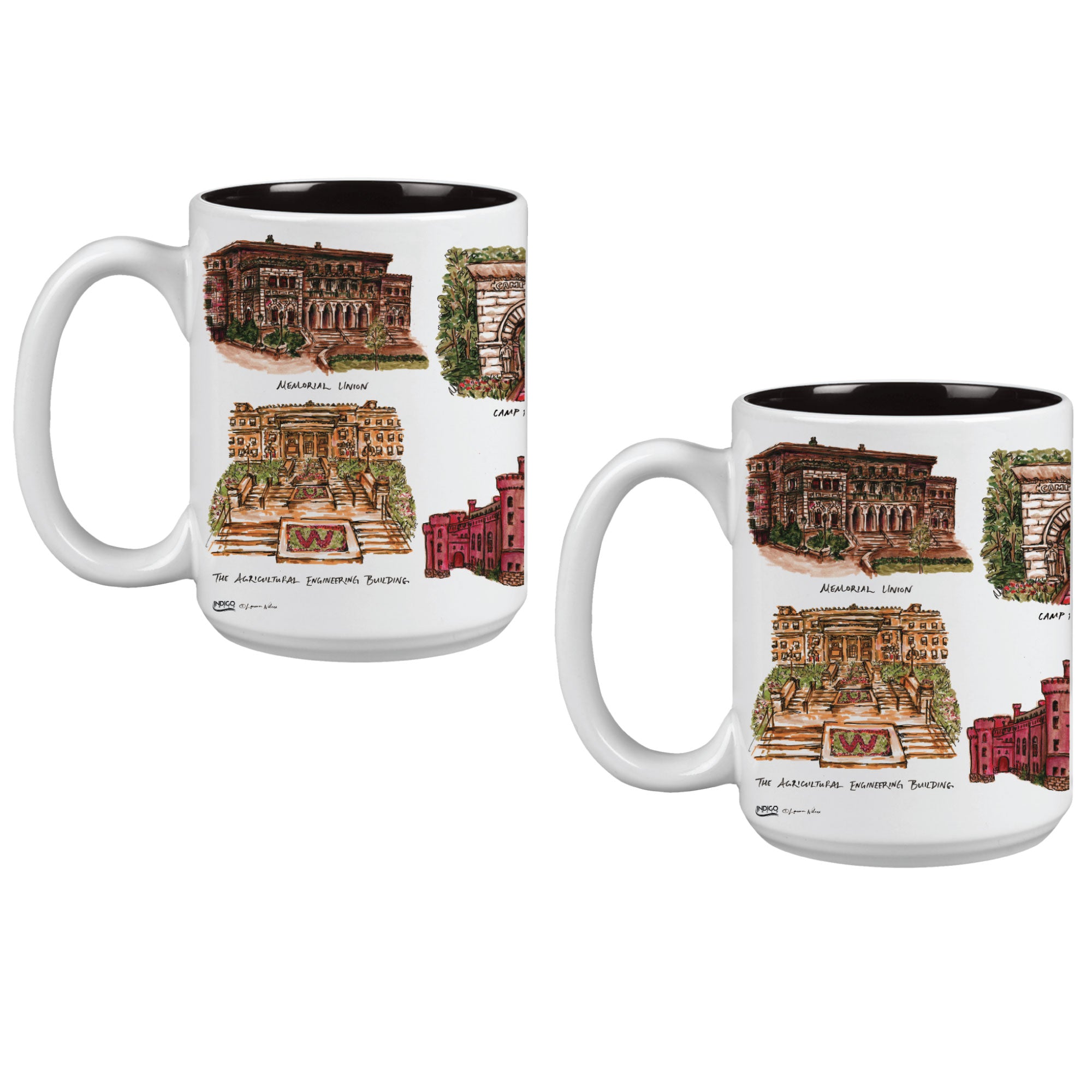 15oz Wisconsin Badgers Laura Wilcox University Collection 2-Pack Mug Set