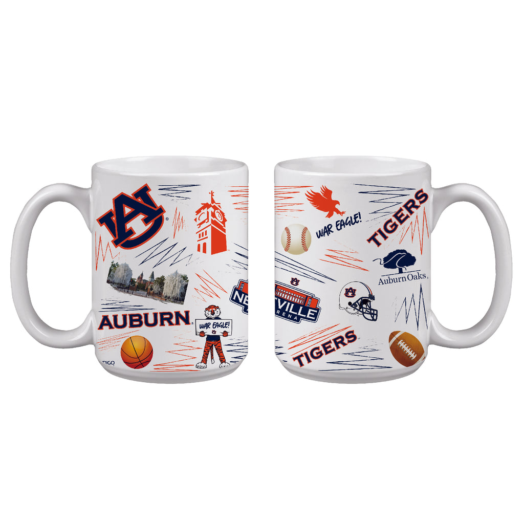 Set of 2 Auburn Tigers 15oz Local Ceramic Mugs