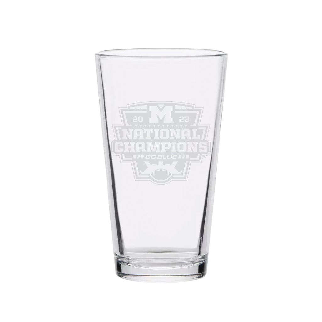 2023 FOOTBALL NATIONAL CHAMPIONS MICHIGAN 16oz PINT GLASS