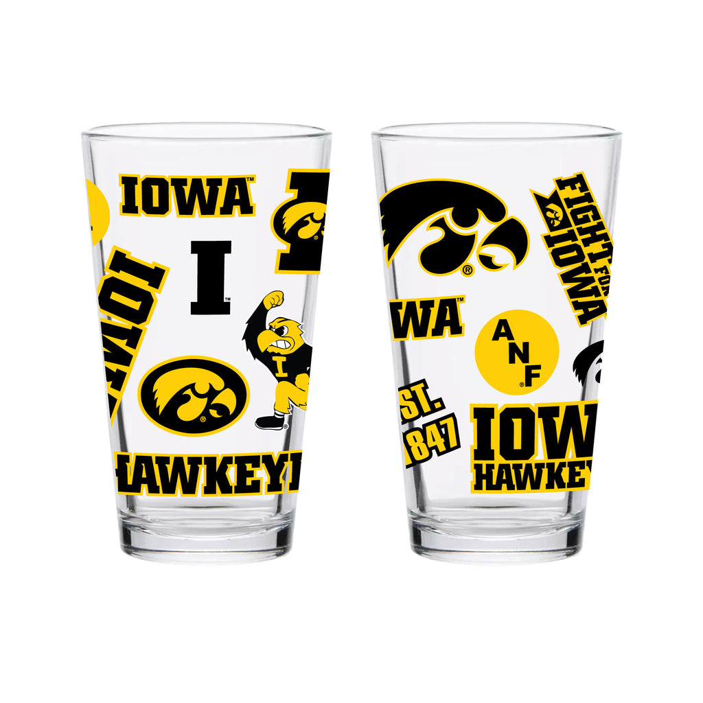 Set of 2 Iowa Hawkeyes 16oz XD Medley Pint Glasses