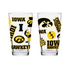 Set of 2 Iowa Hawkeyes 16oz XD Medley Pint Glasses