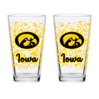 Set of 2 Iowa Hawkeyes 16oz XD Floral Pint Glasses