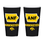 Set of 2 Iowa Hawkeyes 16oz ANF Pint Glasses