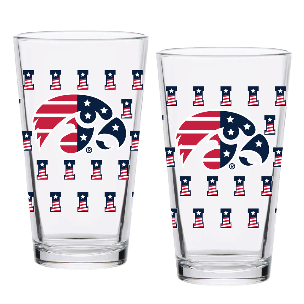 Set of 2 Iowa Hawkeyes 16oz Americana Pints