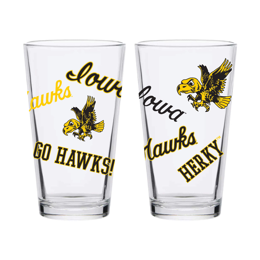 16oz Iowa Hawkeyes College Vault Medley Pint 2 Pack