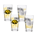 Set of 4 Iowa Hawkeyes Campus Line Art 16oz Pints