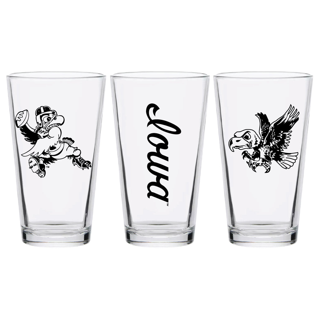 Set of 2 Iowa Hawkeyes College Vault Sketch 16oz Pints