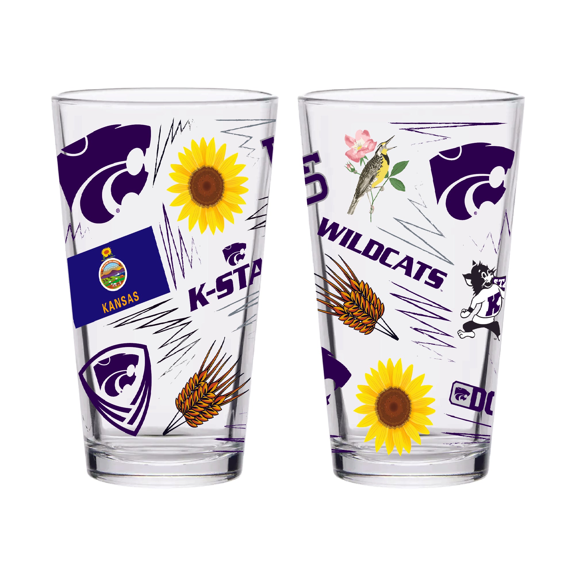Set of 2 K-State Wildcats Local 16oz Pints
