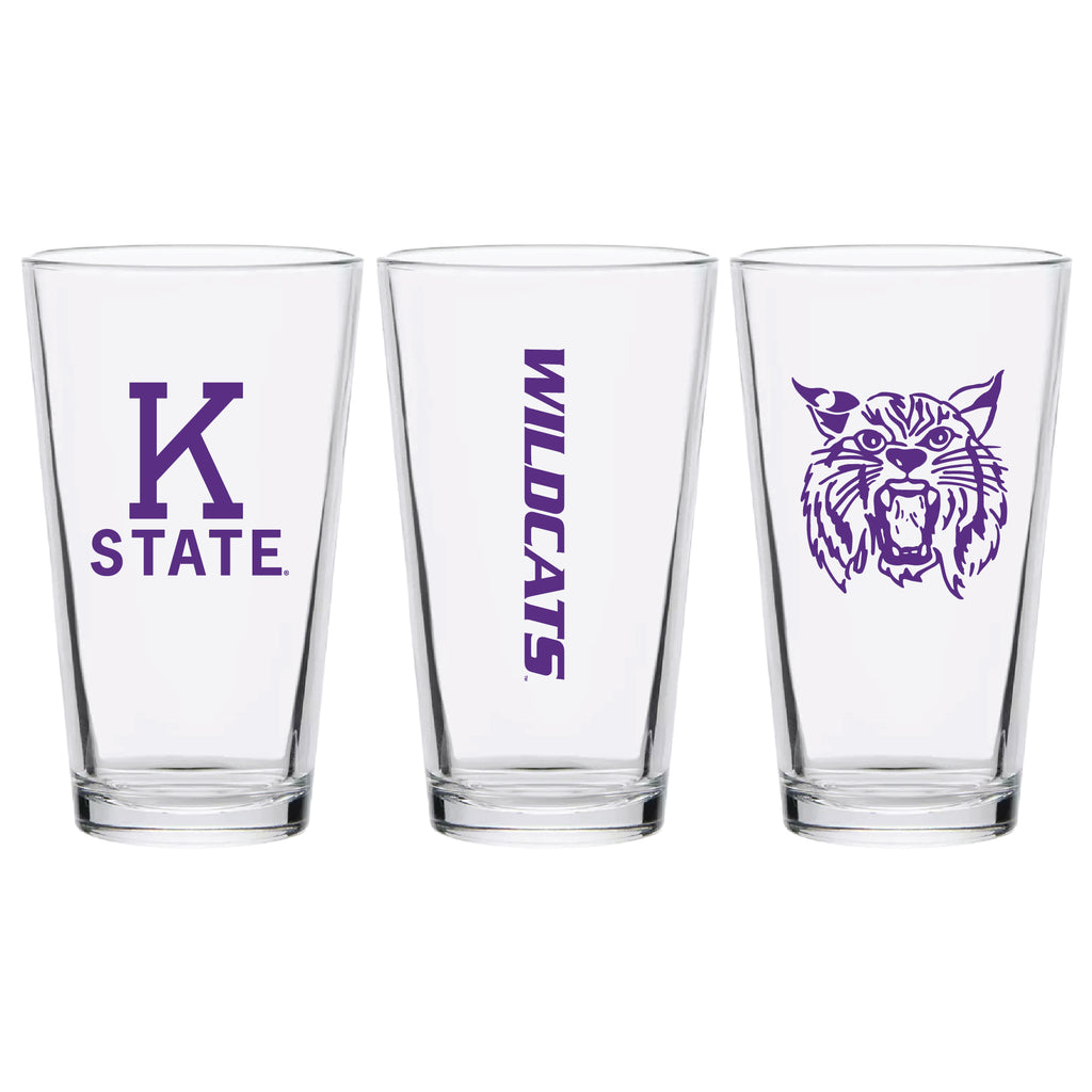 Set of 2 K-State Wildcats College Vault Sketch 16oz Pints
