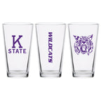 Set of 2 K-State Wildcats College Vault Sketch 16oz Pints