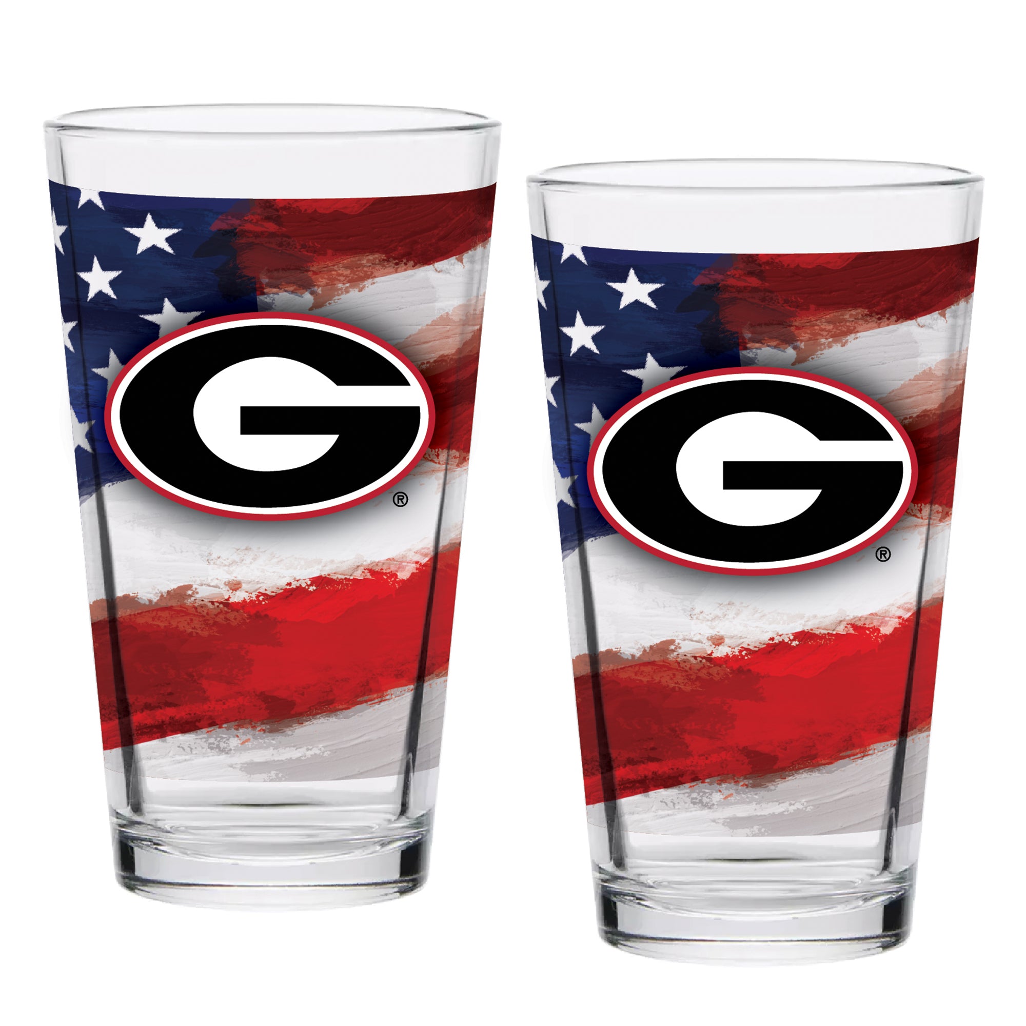 Set of 2 Georgia Bulldogs 16oz Americana Pints