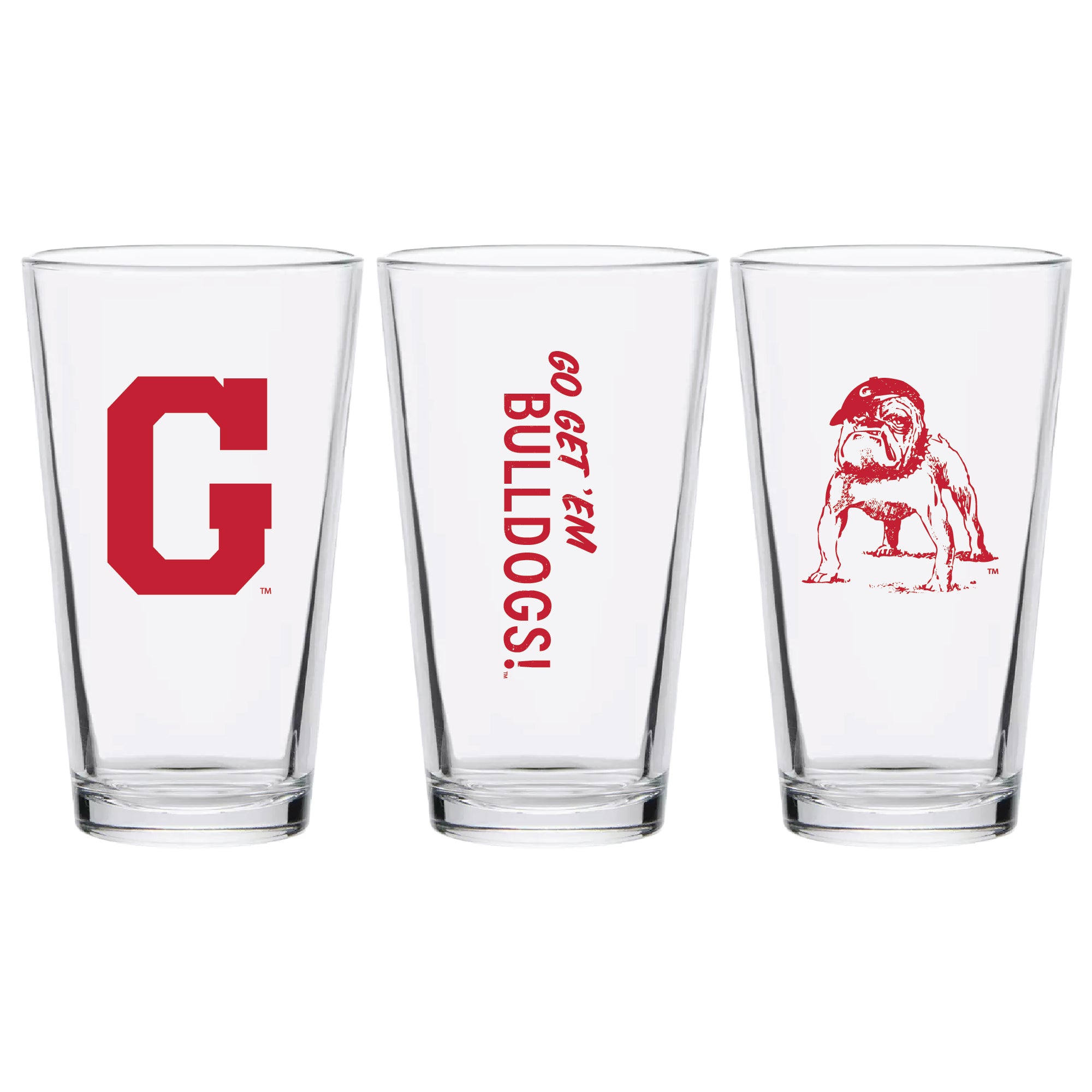 Set of 2 Georgia Bulldogs College Vault Sketch 16oz Pints