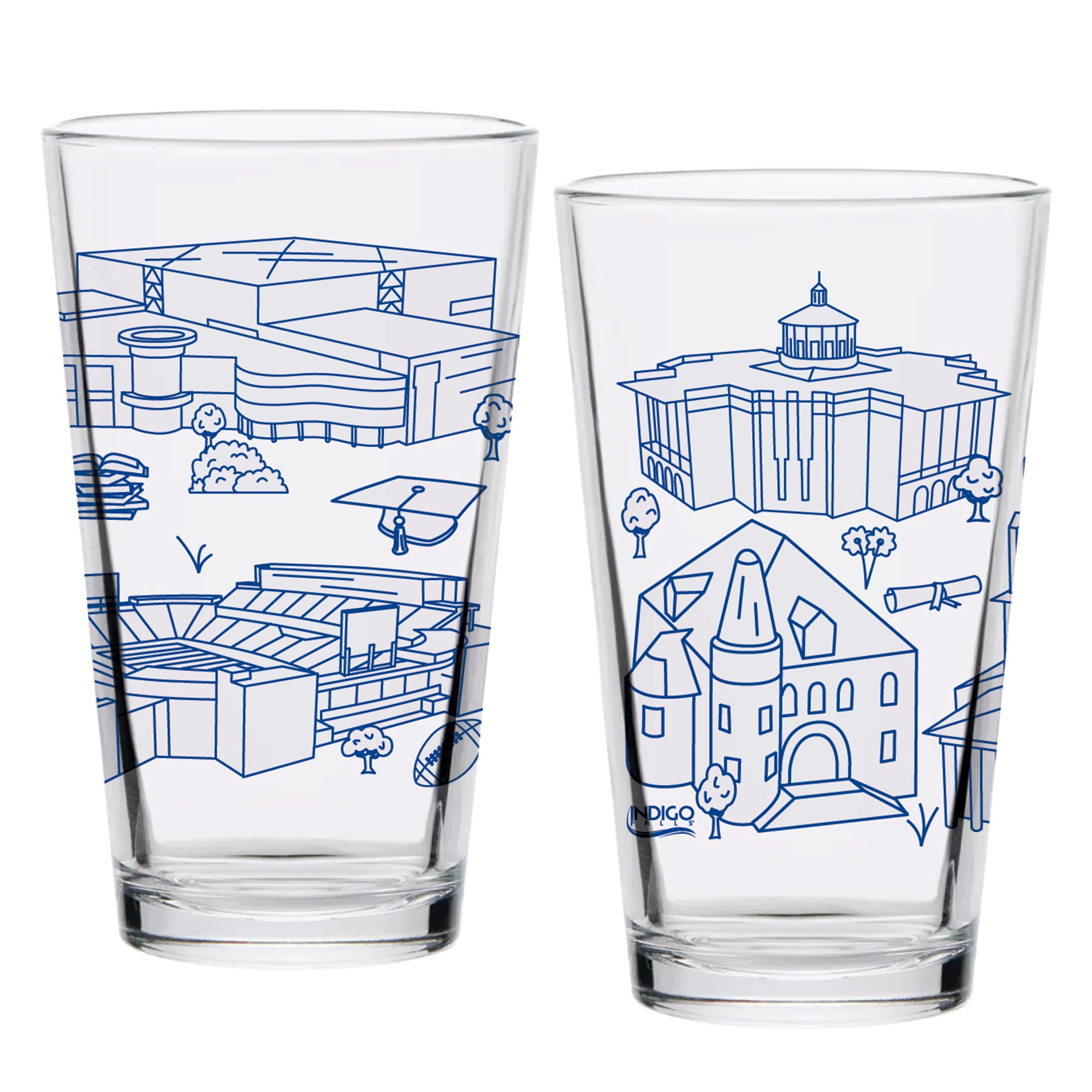 Set of 2 Kentucky Wildcats Campus Line Art 16oz Pints