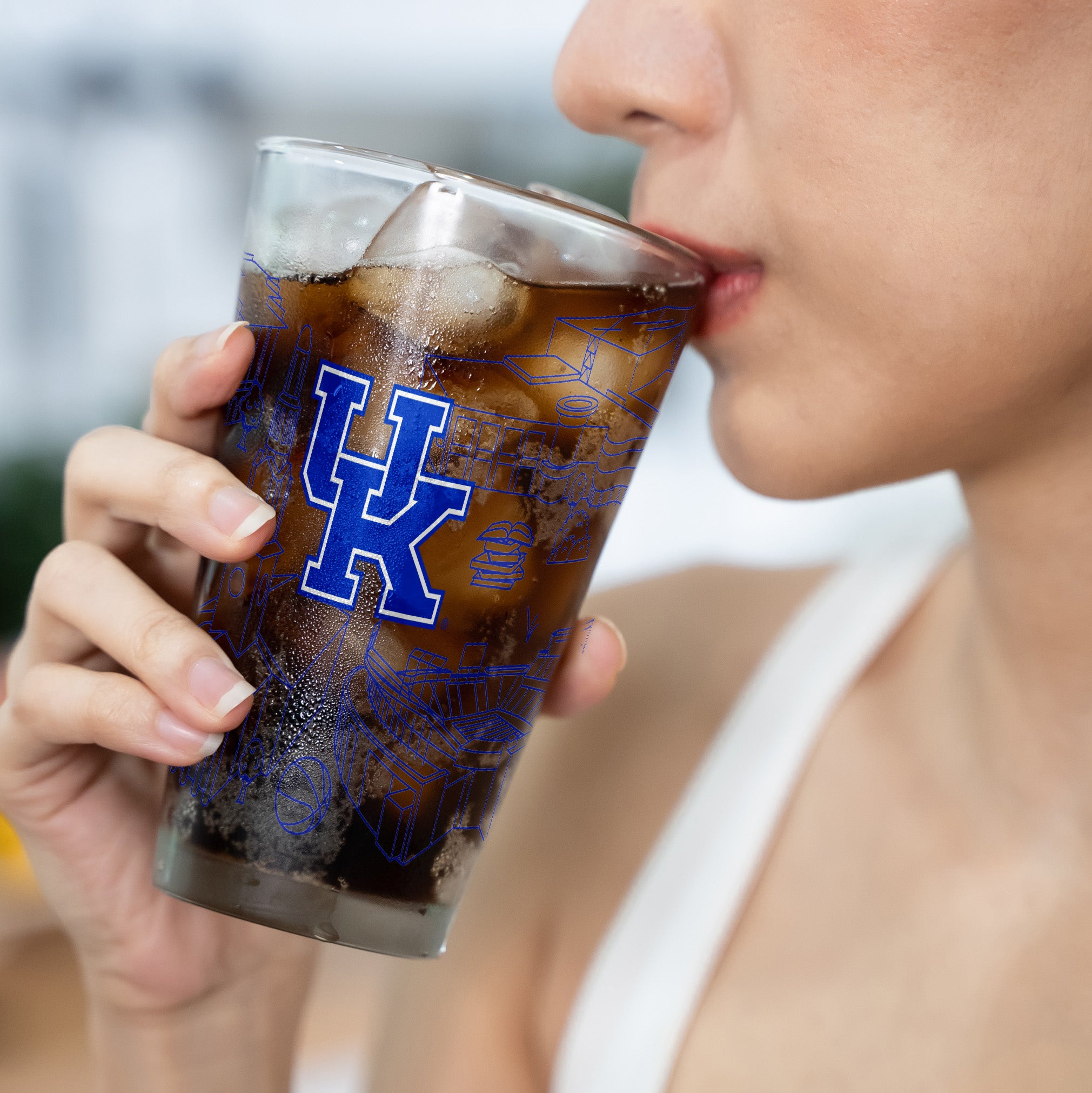 Set of 2 Kentucky Wildcats Campus Line Art 16oz Pints