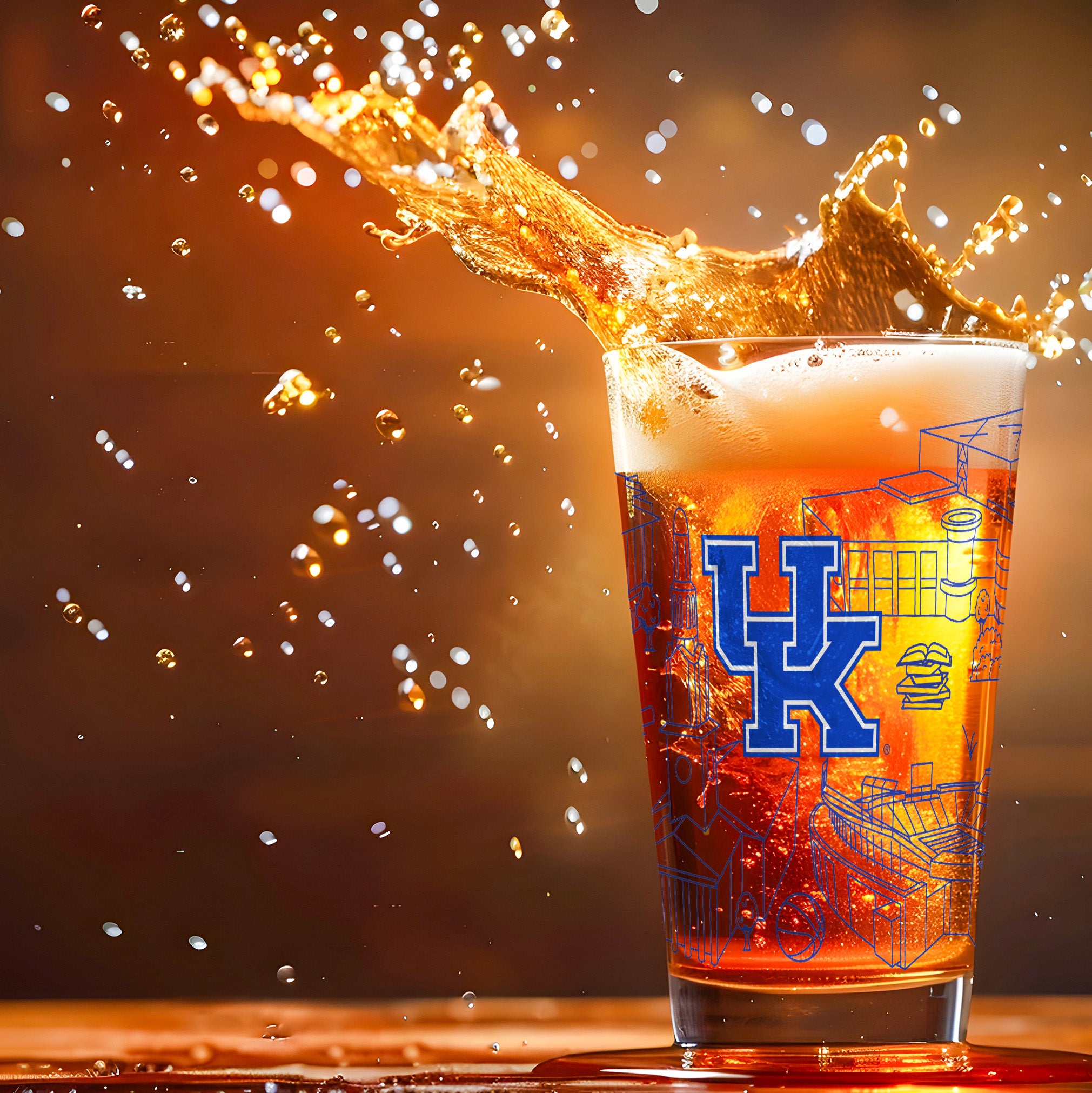 Set of 2 Kentucky Wildcats Campus Line Art 16oz Pints