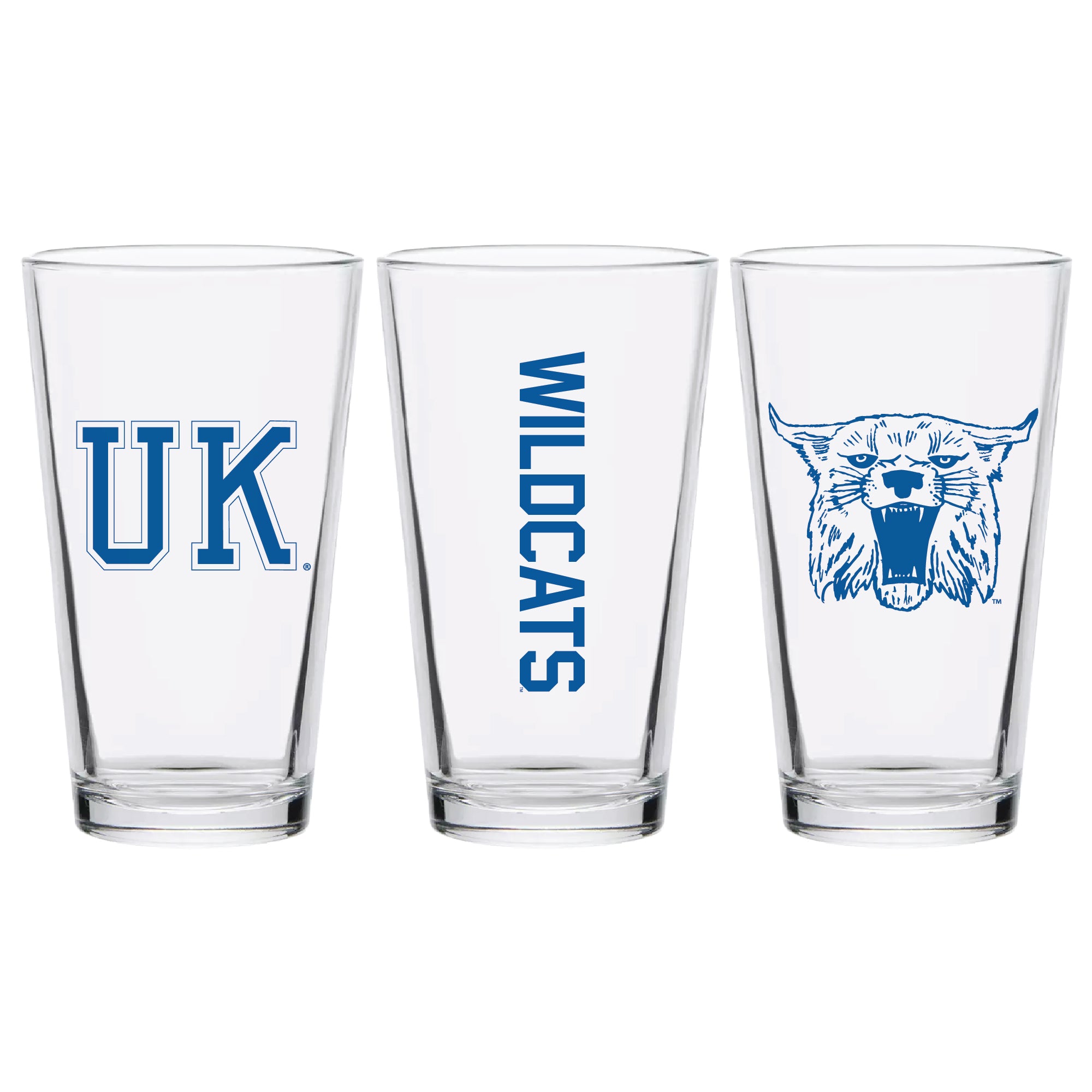 Set of 2 Kentucky Wildcats College Vault Sketch 16oz Pints