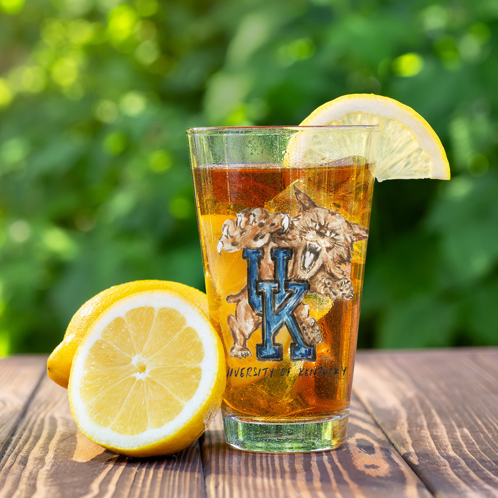 Set of 4 Kentucky Wildcats Mascot by Laura Wilcox 16oz Pint Glasses