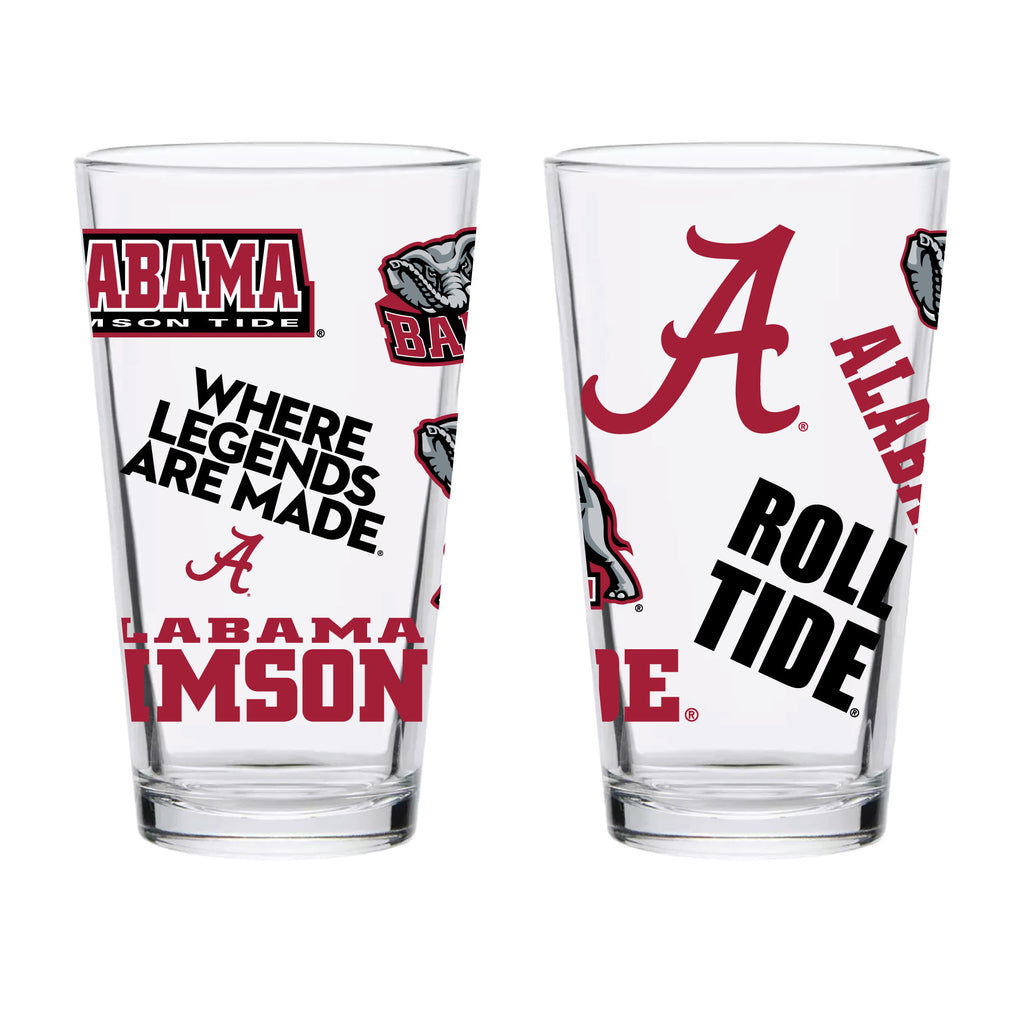 Set of 4 Alabama Crimson Tide 16oz Medley Pint Glasses