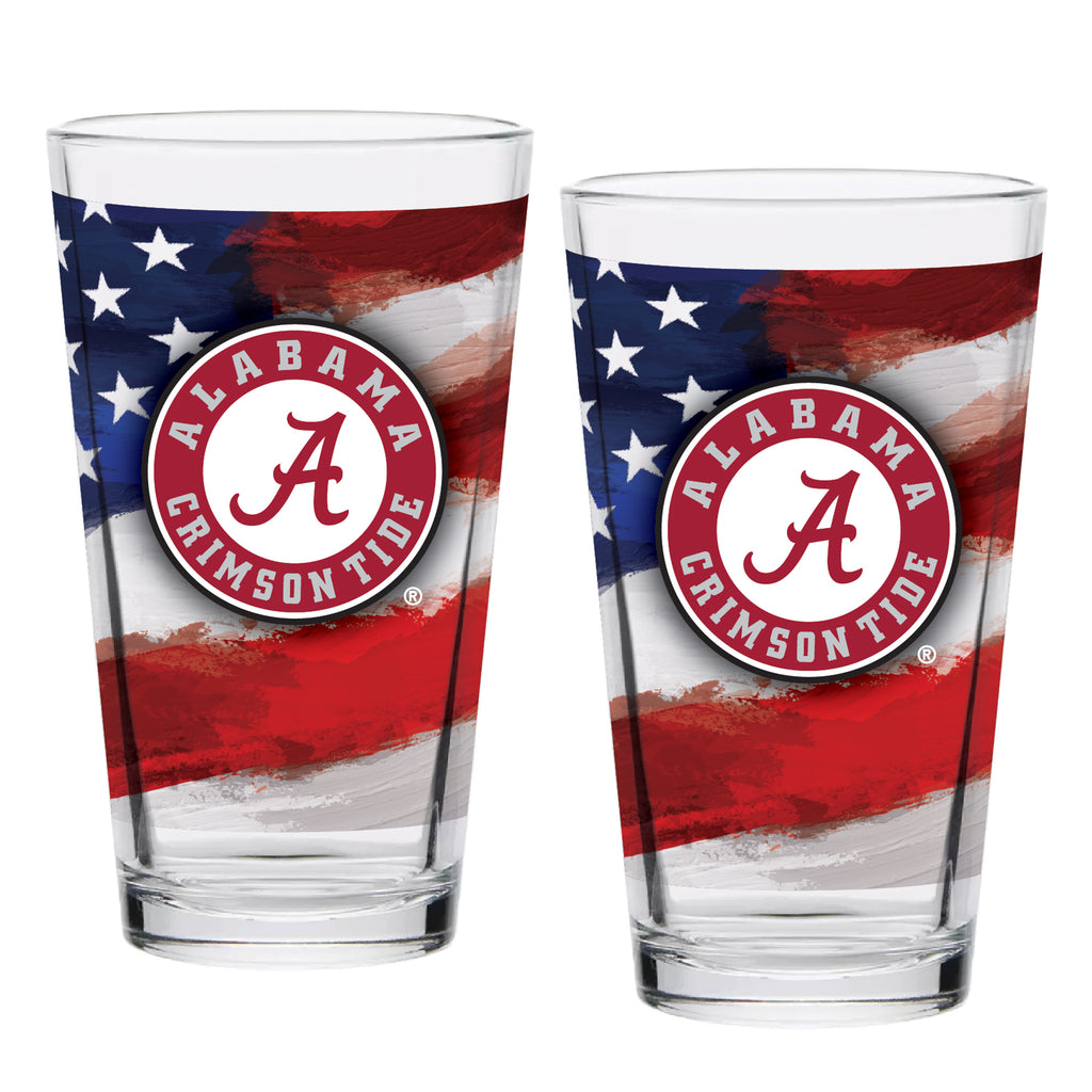 Set of 2 Alabama Crimson Tide 16oz Americana Pints