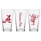 Set of 2 Alabama Crimson Tide College Vault Sketch 16oz Pints