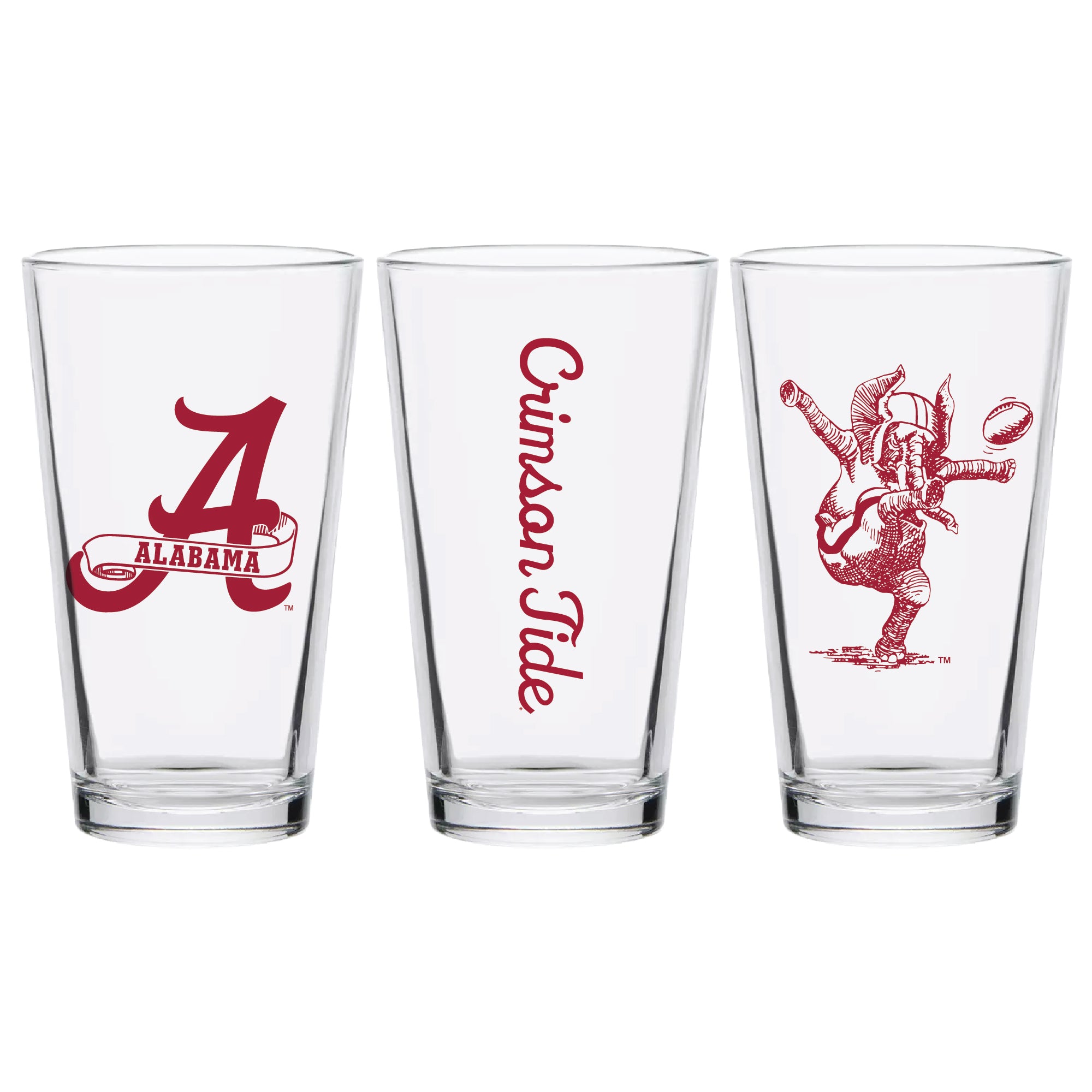 Set of 2 Alabama Crimson Tide College Vault Sketch 16oz Pints