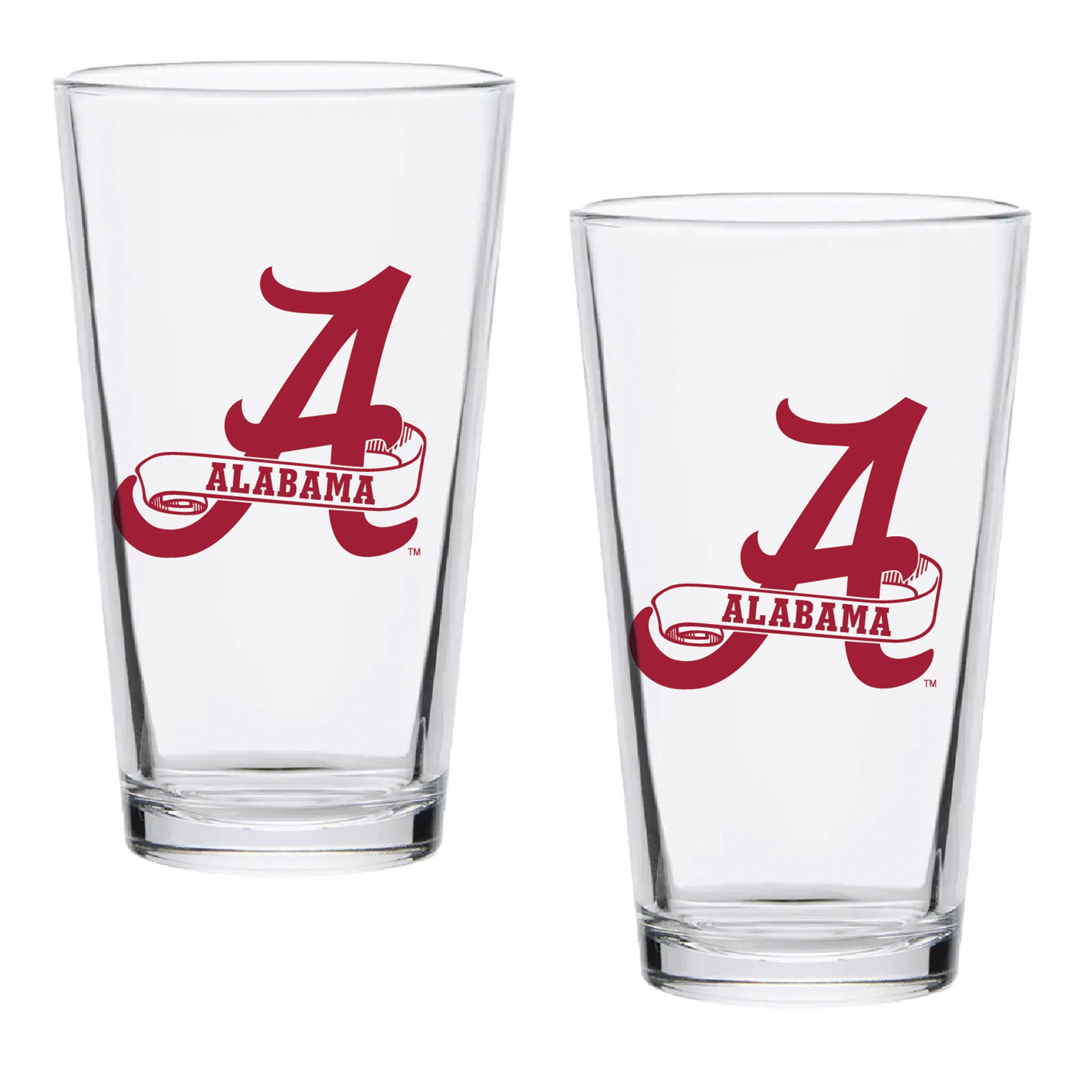 Set of 2 Alabama Crimson Tide College Vault Sketch 16oz Pints