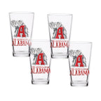 Set of 4 Alabama Crimson Tide Mascot by Laura Wilcox 16oz Pint Glasses