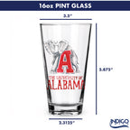 Set of 4 Alabama Crimson Tide Mascot by Laura Wilcox 16oz Pint Glasses