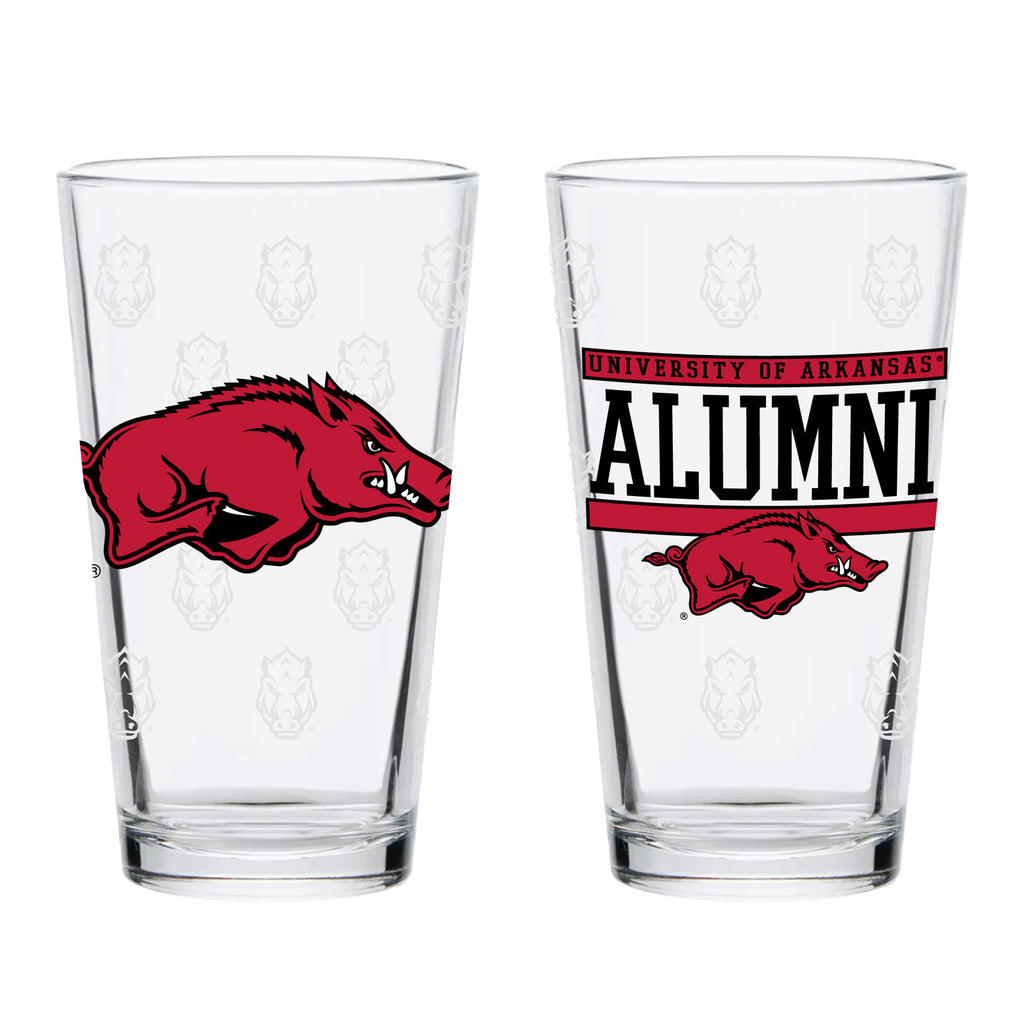 Set of 2 Arkansas Razorbacks 16oz Alumni Pints
