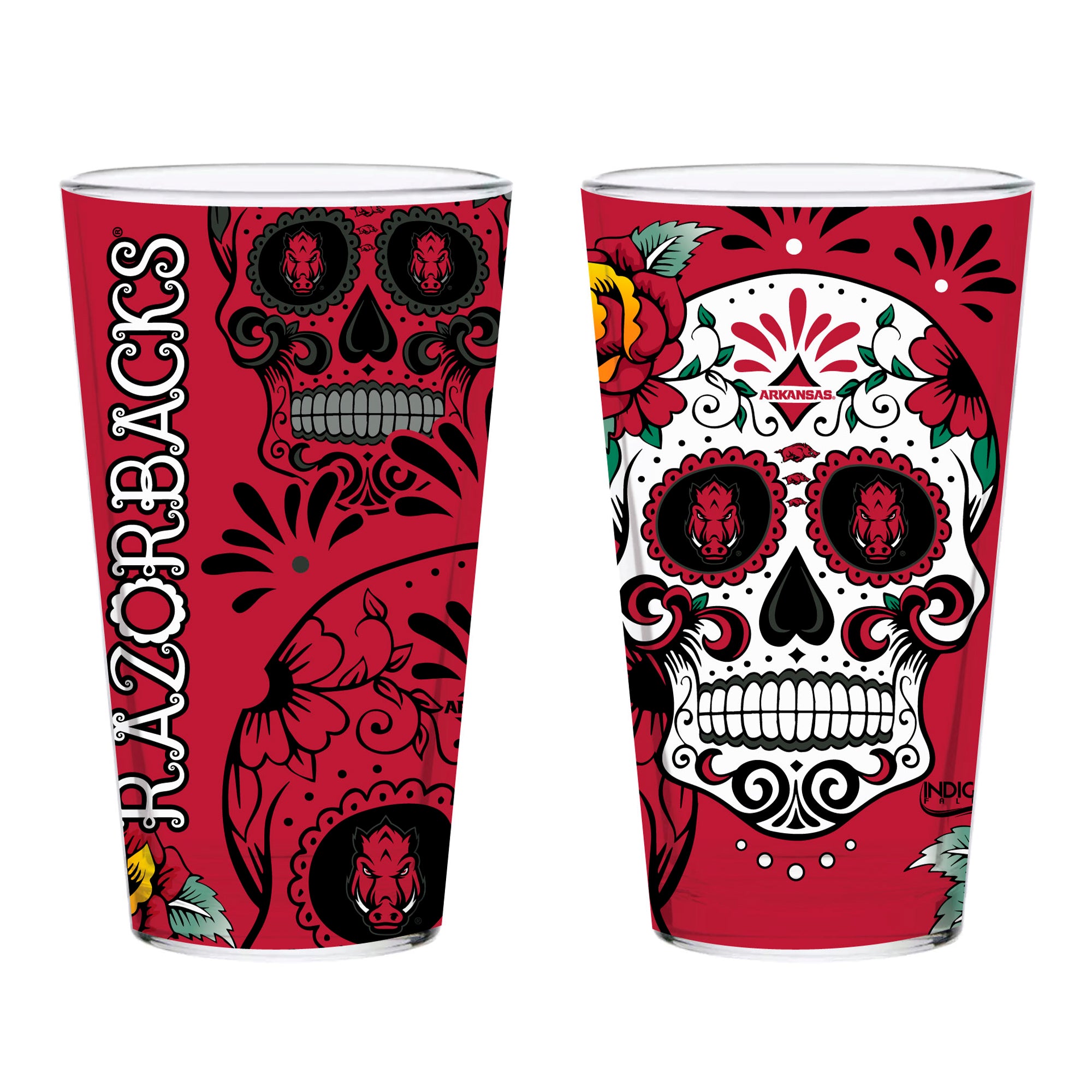 Set of 2 Arkansas Dia de los Muertos Pint Glasses