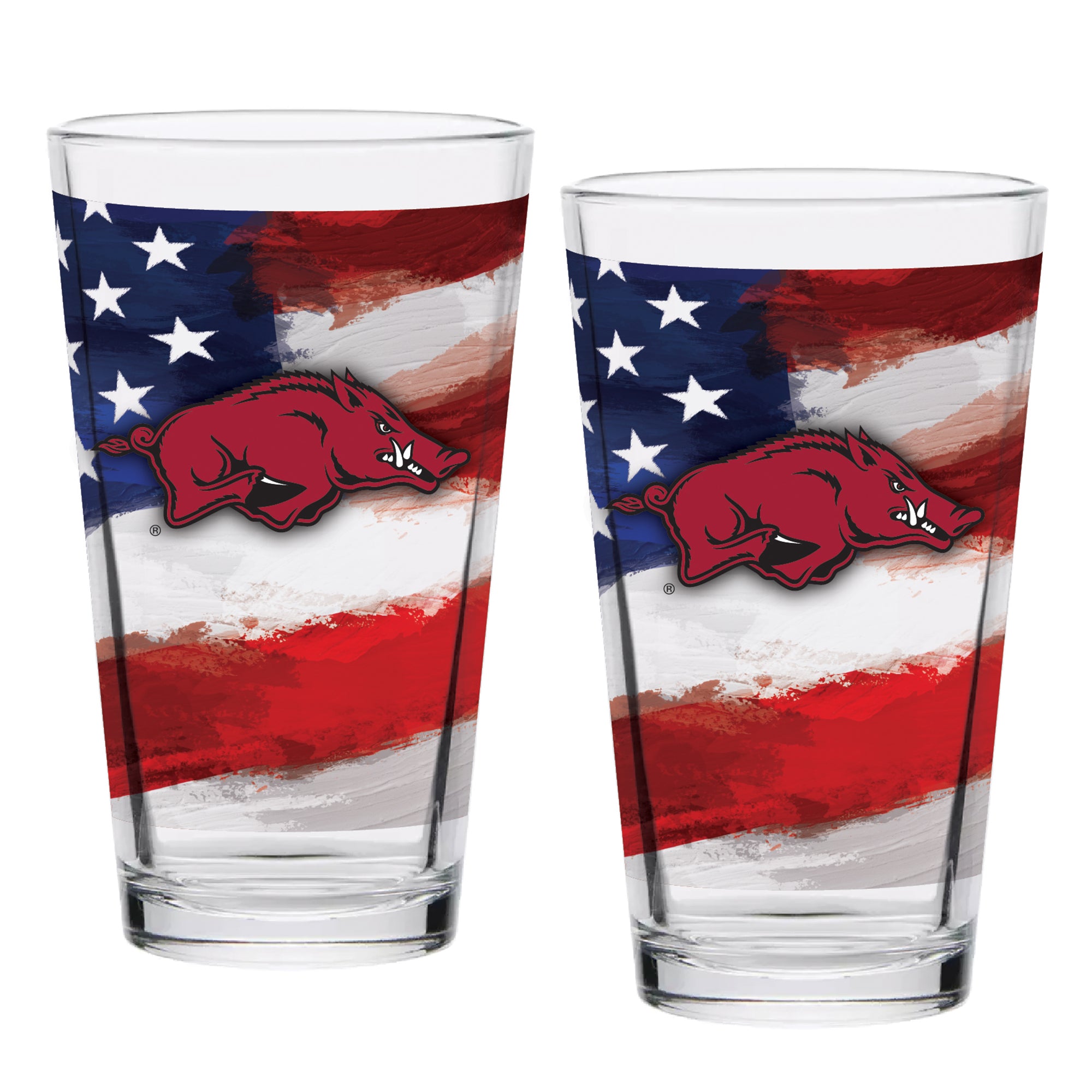 Set of 2 Arkansas Razorbacks 16oz Americana Pints