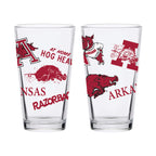 16oz Arkansas Razorbacks College Vault Medley Pint 2 Pack