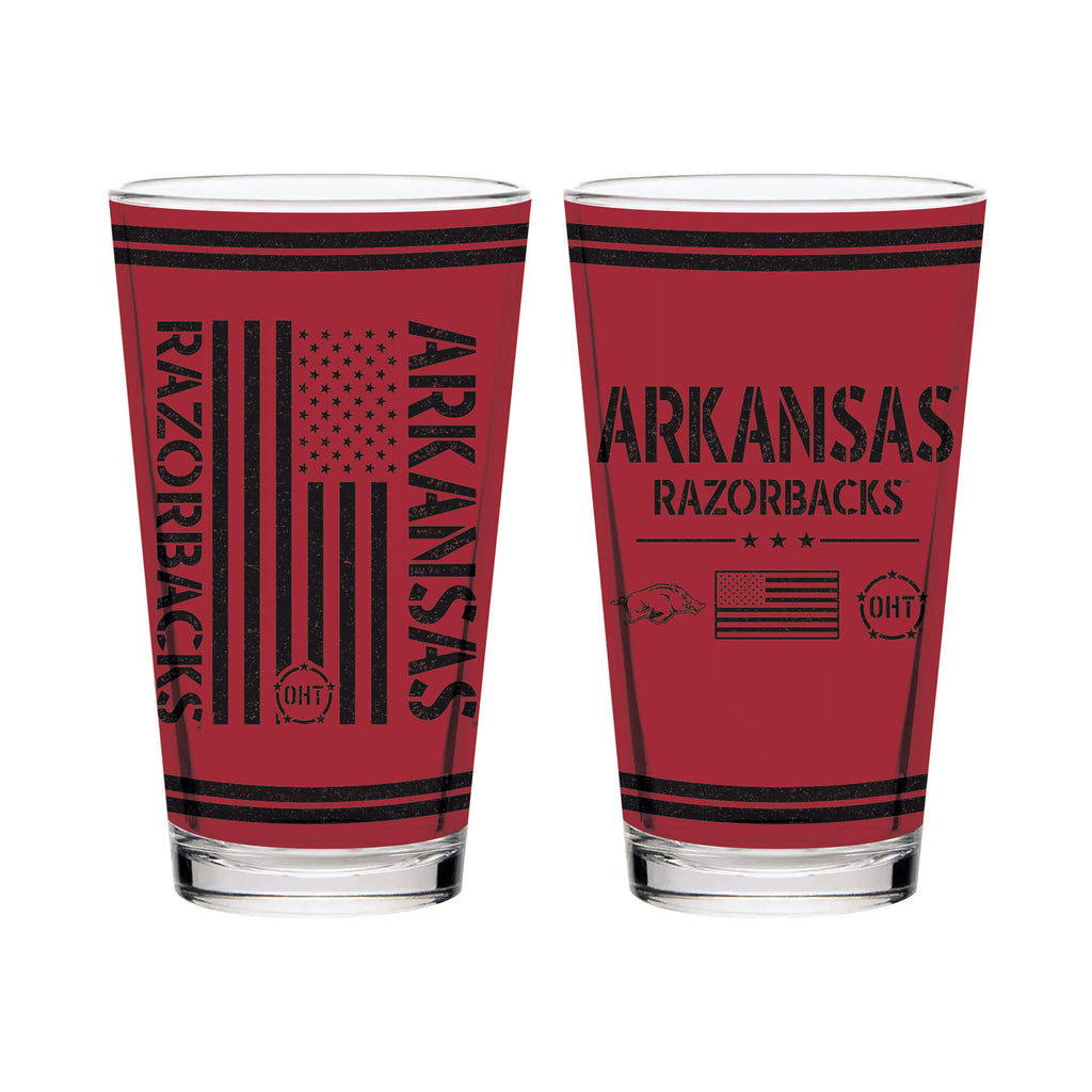 Arkansas Razorbacks 16oz OHT Flag pint glass