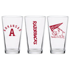 Set of 2 Arkansas Razorbacks College Vault Sketch 16oz Pints
