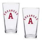 Set of 2 Arkansas Razorbacks College Vault Sketch 16oz Pints