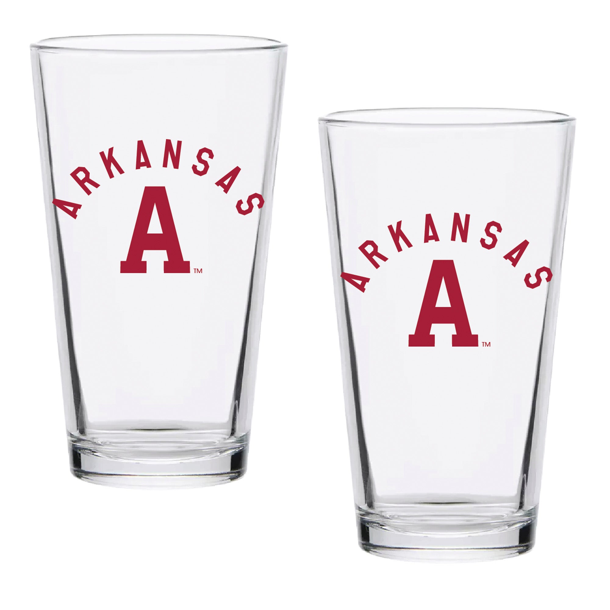 Set of 2 Arkansas Razorbacks College Vault Sketch 16oz Pints