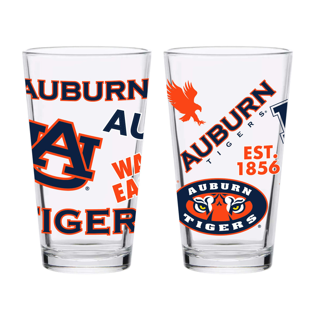 Set of 4 Auburn Tigers 16oz Medley Pint Glasses