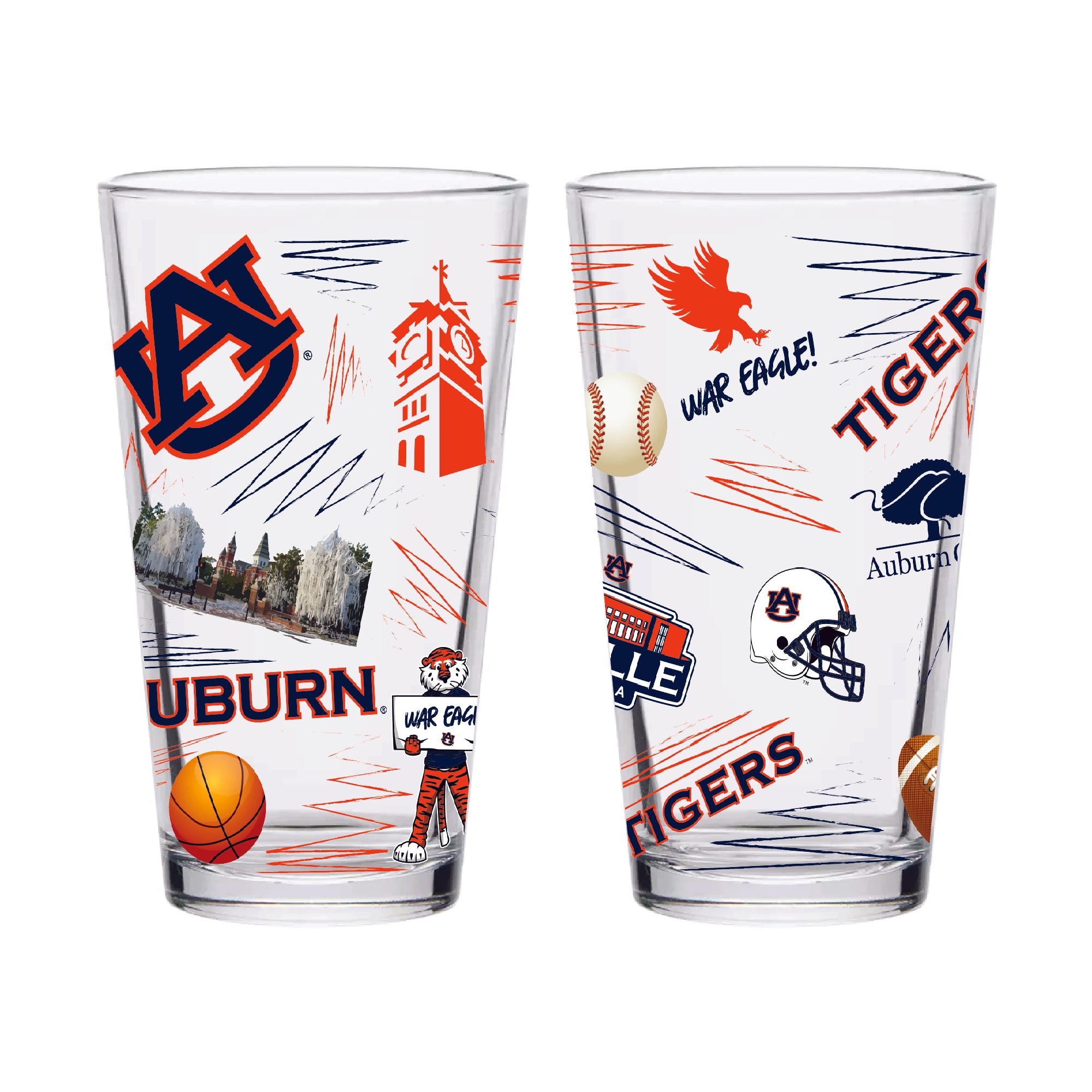 Set of 2 Auburn Tigers Local 16oz Pints